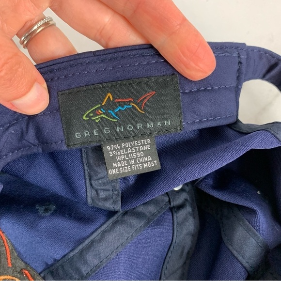 Greg Norman Mens Embroidered Shark Navy Blue Logo Golf Adjustable Cap - Picture 6 of 8